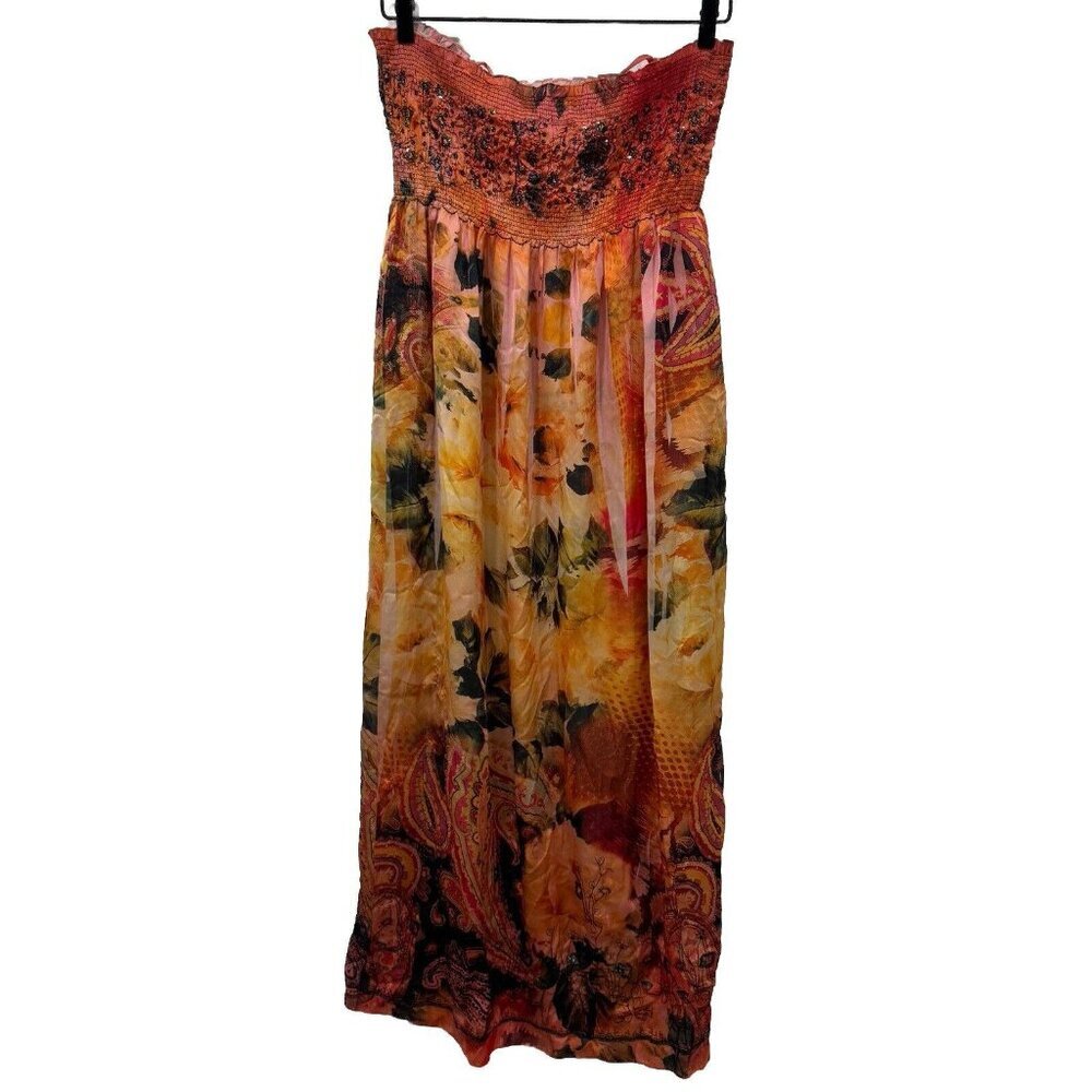 Women Lapis Red Orange Yellow Green‎ Pink Floral Paisley Dress Onesize